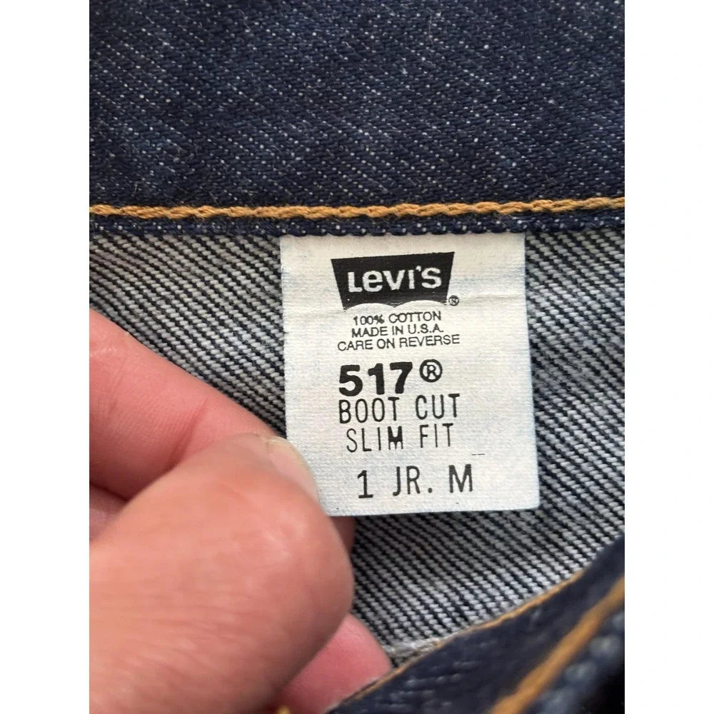 Vintage Levis 517 Jeans Girls Medium Blue Denim Boot Cut Slim Fit Made In‎ USA